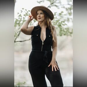 MICHAEL Michael Kors Black Zip-Front Jumpsuit